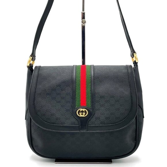 Gucci Handbags - Authentic Gucci GG Vintage Ophidia Sherry Crossbody Bag Leather Black Purse Tote